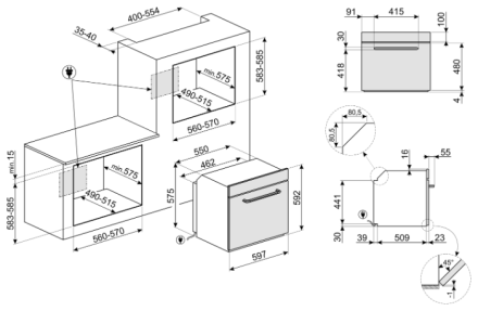 Электрический духовой шкаф smeg SF6905X1