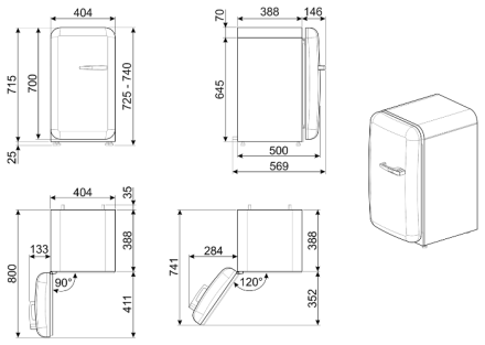 Холодильник smeg FAB5LRD3 Холодильник smeg FAB5LRD3