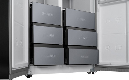 Холодильник WEISSGAUFF WSBS 590 NoFrost Inverter Premium Inox Glass