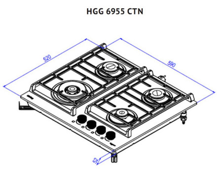 Встраиваемая газовая варочная панель Korting HGG 6955 CTN Встраиваемая газовая варочная панель Korting HGG 6955 CTN