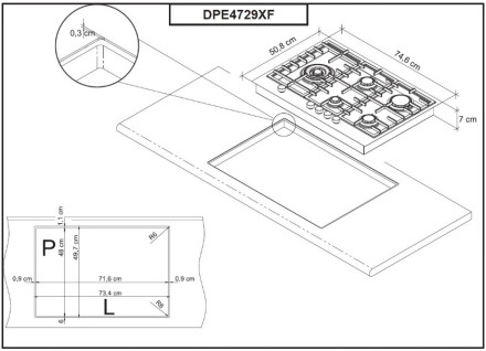 Газовая варочная панель De Dietrich DPE 4729XF