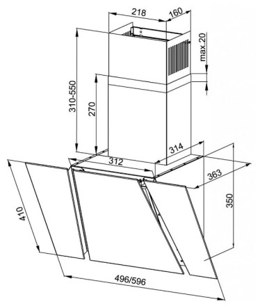 Каминная вытяжка EXITEQ EX-5346 60 BK