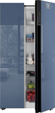 Холодильник WEISSGAUFF WSBS 600 NoFrost Inverter Blue Glass Холодильник WEISSGAUFF WSBS 600 NoFrost Inverter Blue Glass